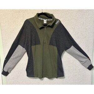 PINK Victoria Secret‎ 1/4 Zip Sweatshirt Pockets Size L Color Block Cozy Soft